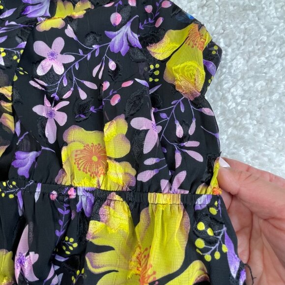 Buddy Love Pepper Enchanted Halter Maxi Dress Lined Black Purple NEW - Picture 11 of 15